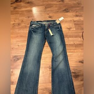 Blue low boot cut jeans